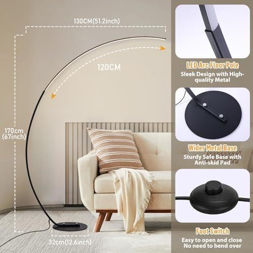 Lampade: Stehlampe Dimmbar Bogenlampe Wohnzimmer 25W Stehleuchte – Nuovo e nell'imballaggio originale da Hundwil venduto da tec_mm27 5