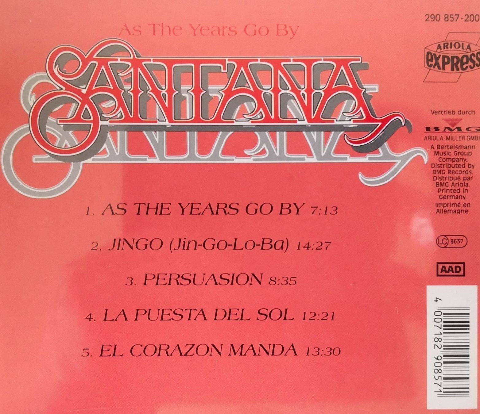 CD: SANTANA - AS THE YEARS GO BY - CD – Usato da Greifensee venduto da scharmant 1