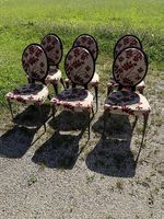 6 chaises design pieds métalliques tissu rouge