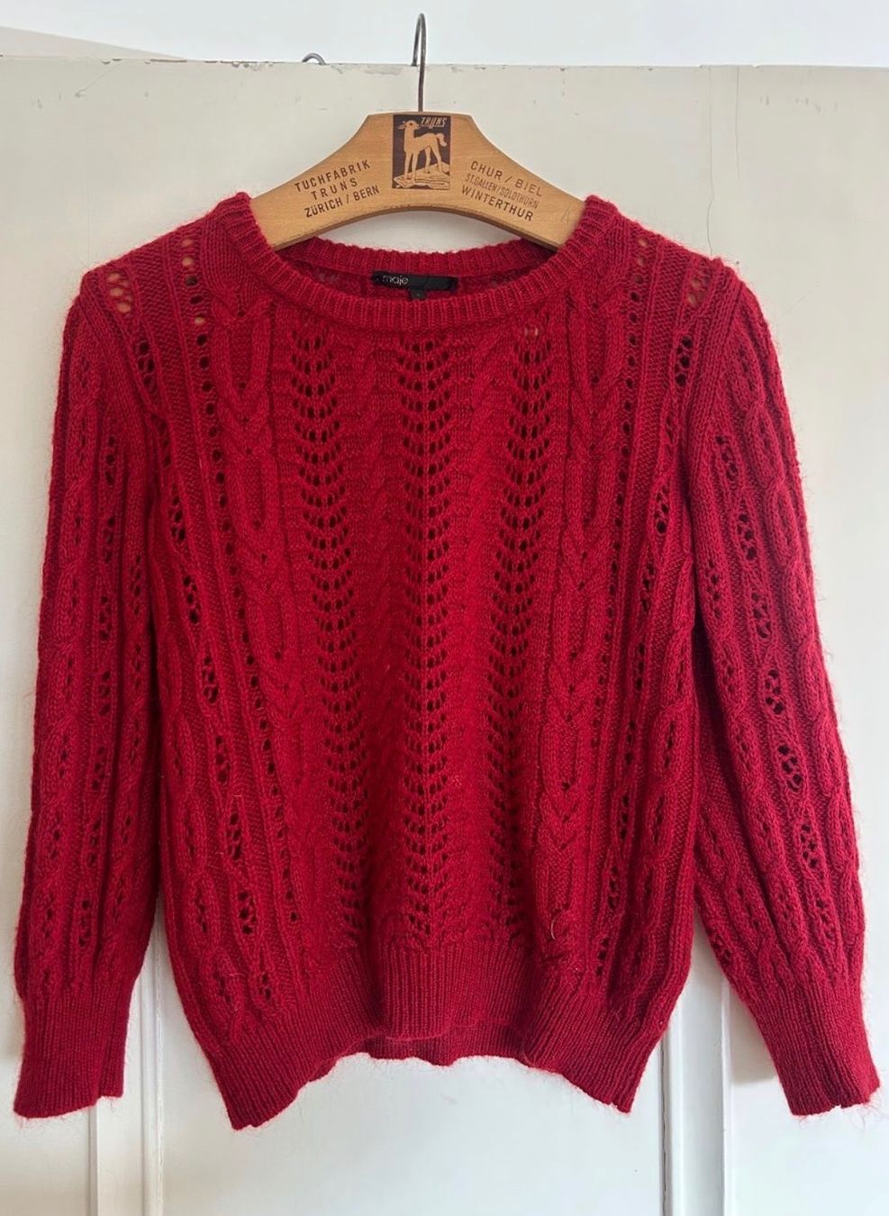 Maje Maglioni & Felpe: maje - Roter Strickpullover mit Lochmuster – Usato da Walenstadt venduto da Unianrig