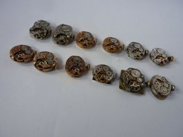 12 kleine mech. Uhrwerke, Tissot, Certina, Rado, ab 1.00