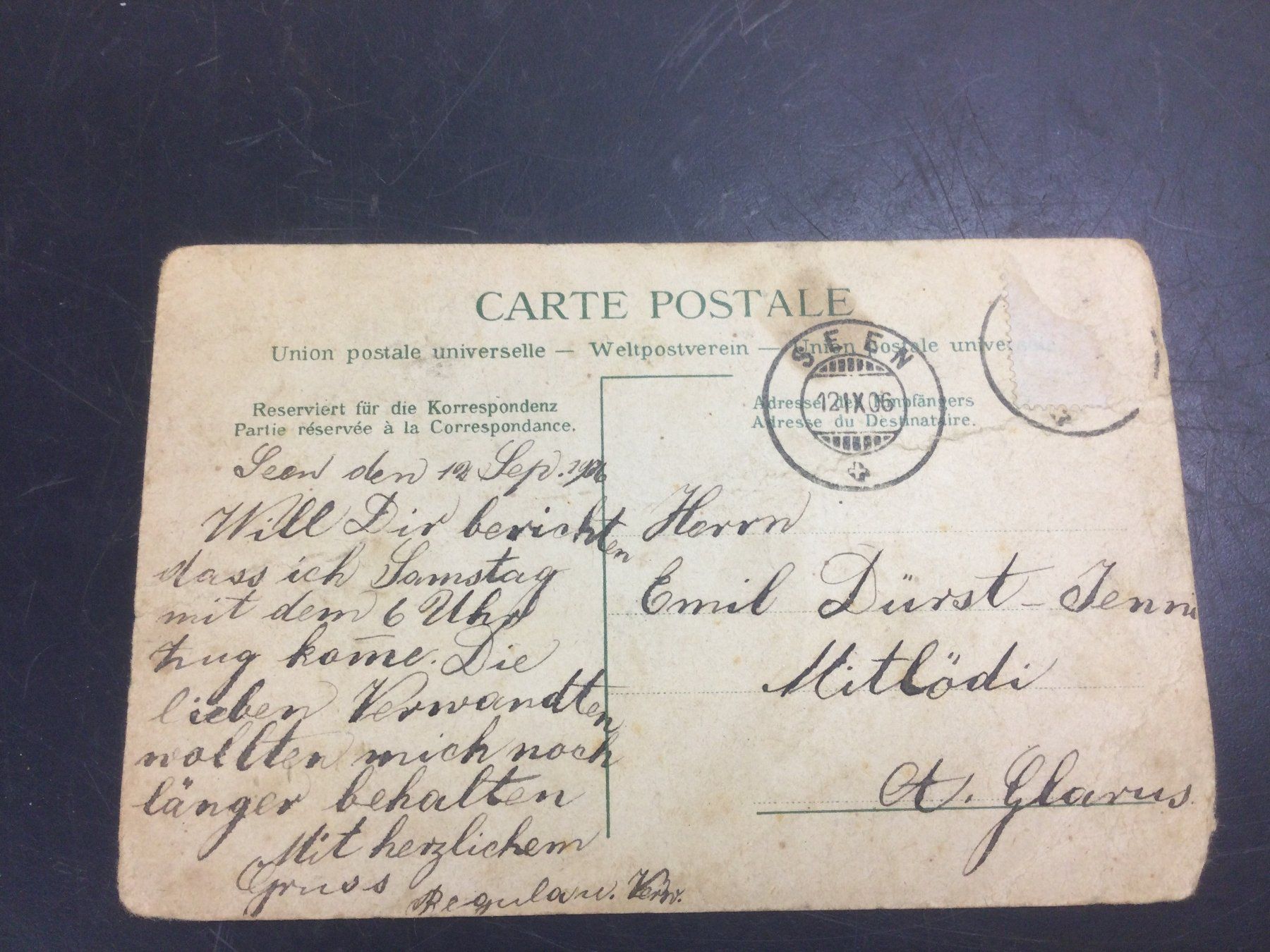 Ansichtskarten: Antike defekte Ansichtskarte Gruss aus Seen Winterthur – Defekt aus Wangen SZ von  2