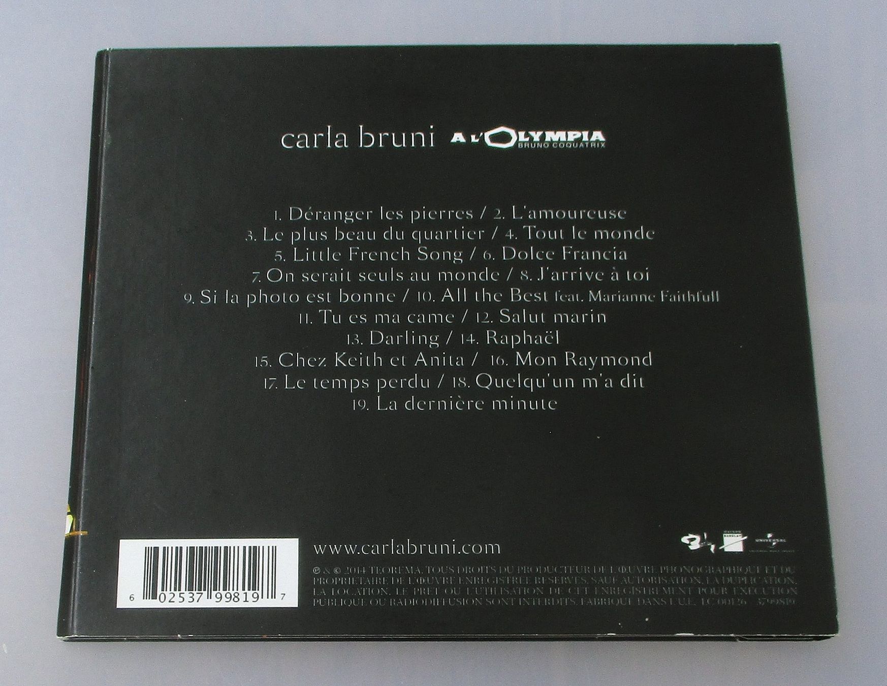 CDs: CARLA BRUNI - A L'Olympia – D'occasion à Wattwil par Muriel11 1
