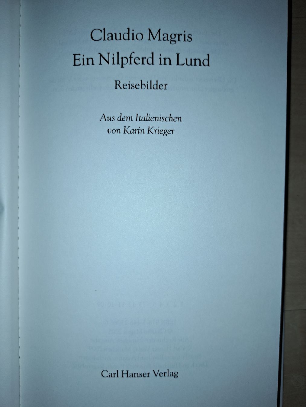 Libri: Claudio Magris: Ein Nilpferd in Lund, Reisebilder – Usato da Zürich venduto da chusel 4