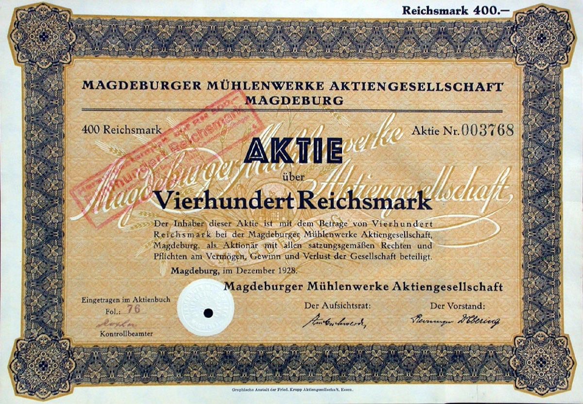 Dokumente: Magdeburger Mühlenwerke AG, Magdeburg - 1928 – Gebraucht aus Solothurn von Sgasche