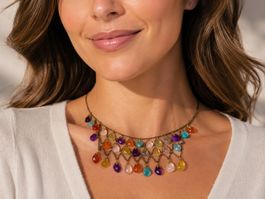 Besondere Vintage  Schmuck Steinkette 41 cm lang