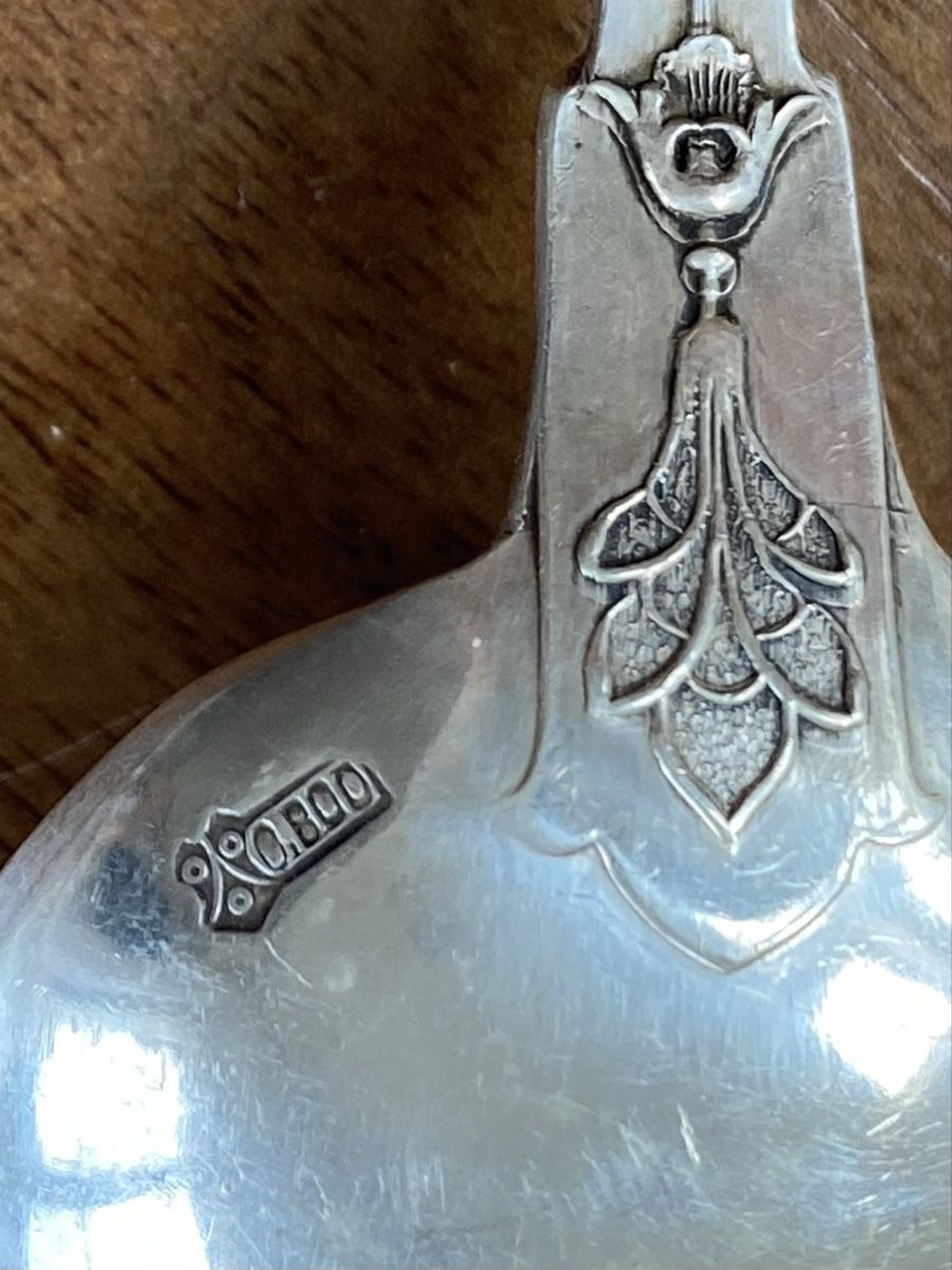 Jezler Löffel: Jetzler Maierisli Maiglöckchen Silberlöffel 800er Monogram – Neu (gemäss Beschreibung) aus Buochs von H16 1