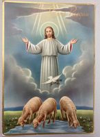 Vintage Osterkarte "Buona Pasqua" mit Lämmern, ungebraucht