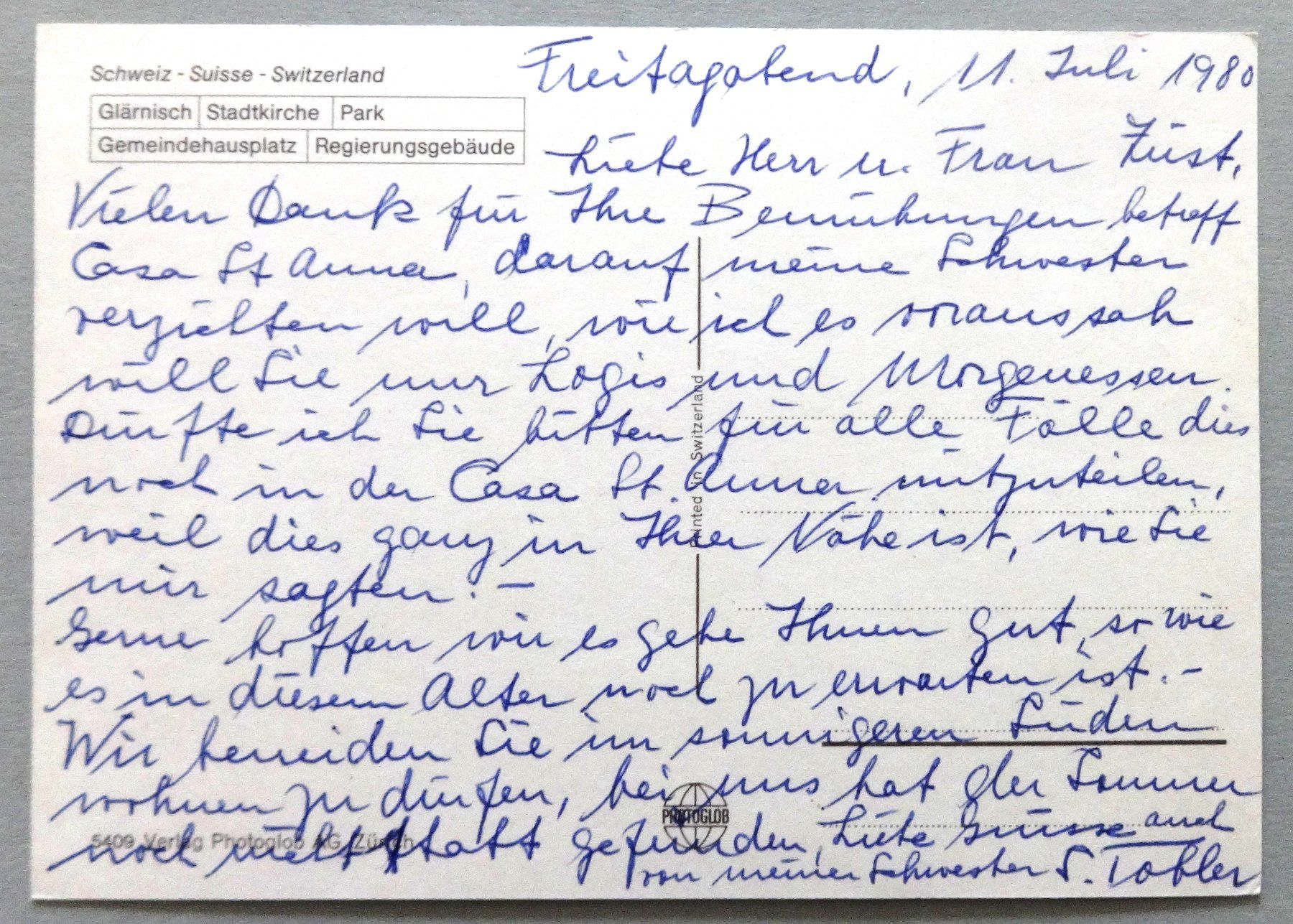 Cartoline postali: Glarus – Usato da Fétigny venduto da Billy2miny 1