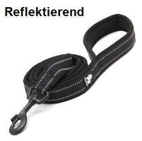 Hundeleine Schwarz reflektierend 110cm gepolstert 15mm breit