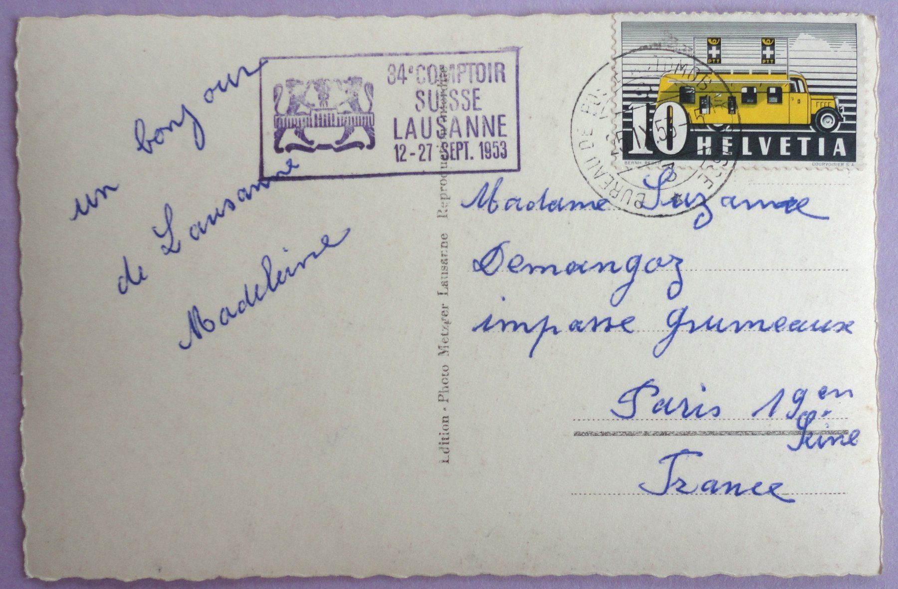 Cartoline postali: Lausanne, Comptoir Suisse – Usato da Fétigny venduto da Billy2miny 1