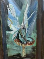 GEMÄLDE FANTASY ELFEN IN OEL AUF KEILRAHMEN 41X33CM