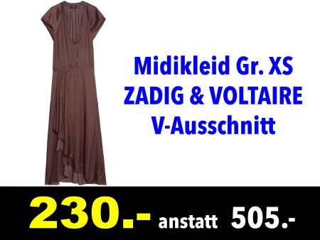 🔴 Midikleid Gr. XS ZADIG & VOLTAIRE V-Ausschnitt /033C