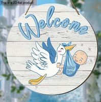 2-D DEKOSCHILD *WELCOME BABY BOY, STORCH* 20X20CM NEU