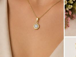 Gold 333 Halsschmuck Anhänger Welle bicolor mit s925 kette