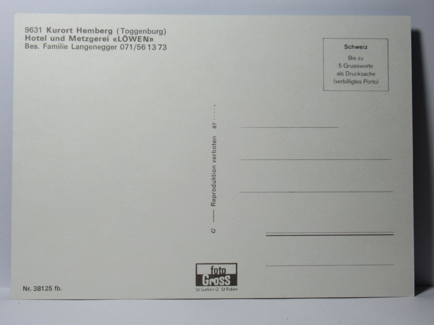 Cartoline postali: Hemberg , Hotel Löwen – Nuovo (secondo la descrizione) da Grenchen venduto da Bluemchen1900 1