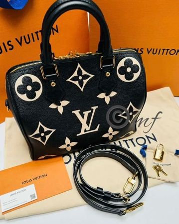 LOUIS VUITTON Speedy Bandouliere 25, schwarz/beige