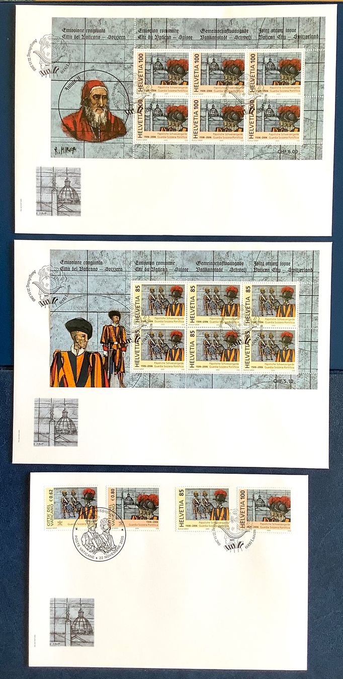Tutti i francobolli: CH 2005 Schweizergarde  FDC  Kleinbogen Satz ** + FDC – Nuovo (secondo la descrizione) da Liestal venduto da Pep3