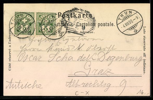 Cartoline postali: Litho Thun /Berner Oberland, Landkarte,  – Usato da Berlin venduto da bartko-reher 1