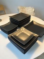 Elegantes schwarzes Geschirr-Set, 47 Teile