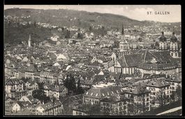 AK St. Gallen, Ortsansicht mit Kirchen und Häusermeer