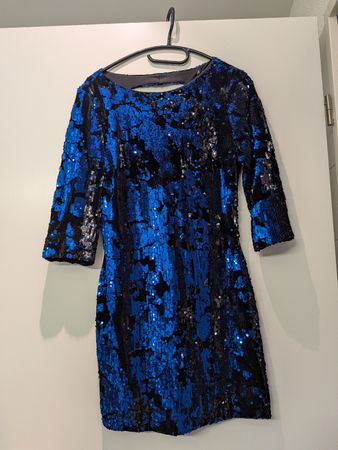 Zara Blue Sequin Party Dress, Size M - Glamorous Sparkle!
