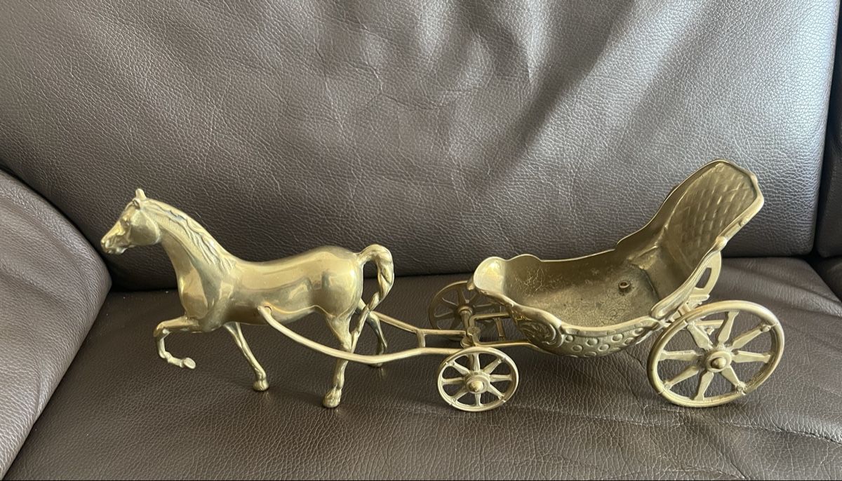 Statuette: Dekoration Pferd mit Wagen Messing gebraucht – Usato da Binningen venduto da lausemaus01 5