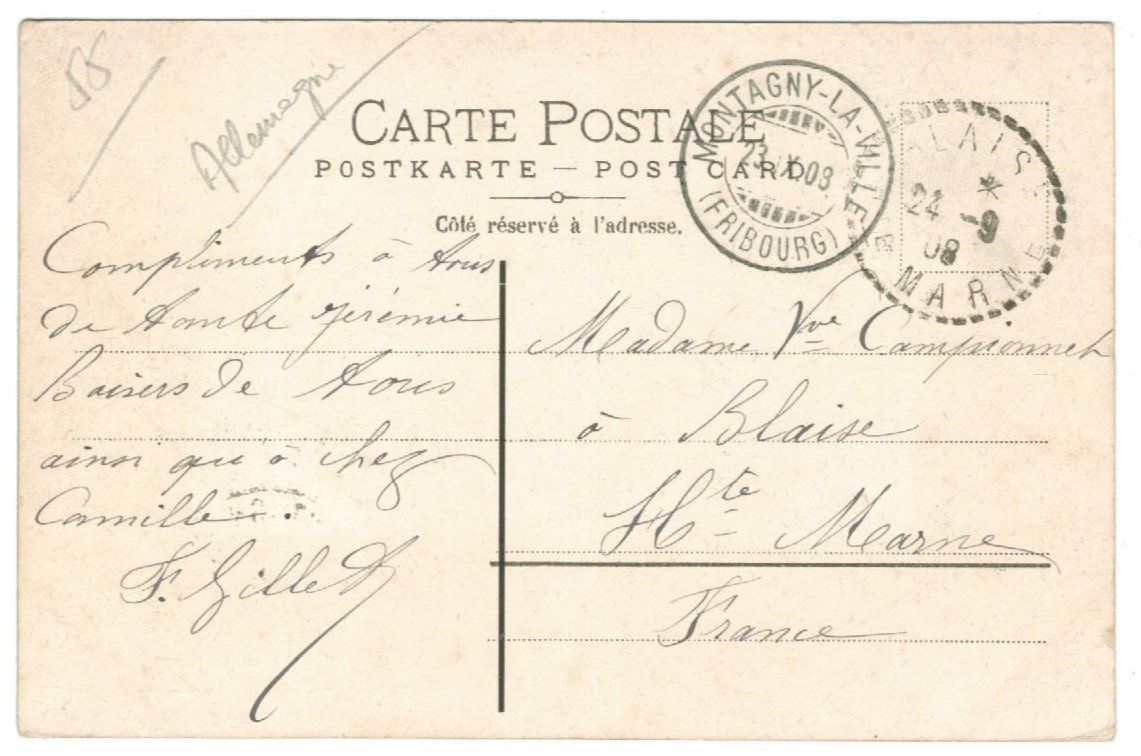 Cartoline postali: AK Delémont 1903 – Usato da Zürich venduto da Tolima194 1