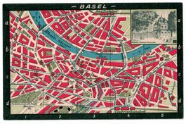 Basel, Stadtplan mit Kleinbild Zoologischer Garten um 1920