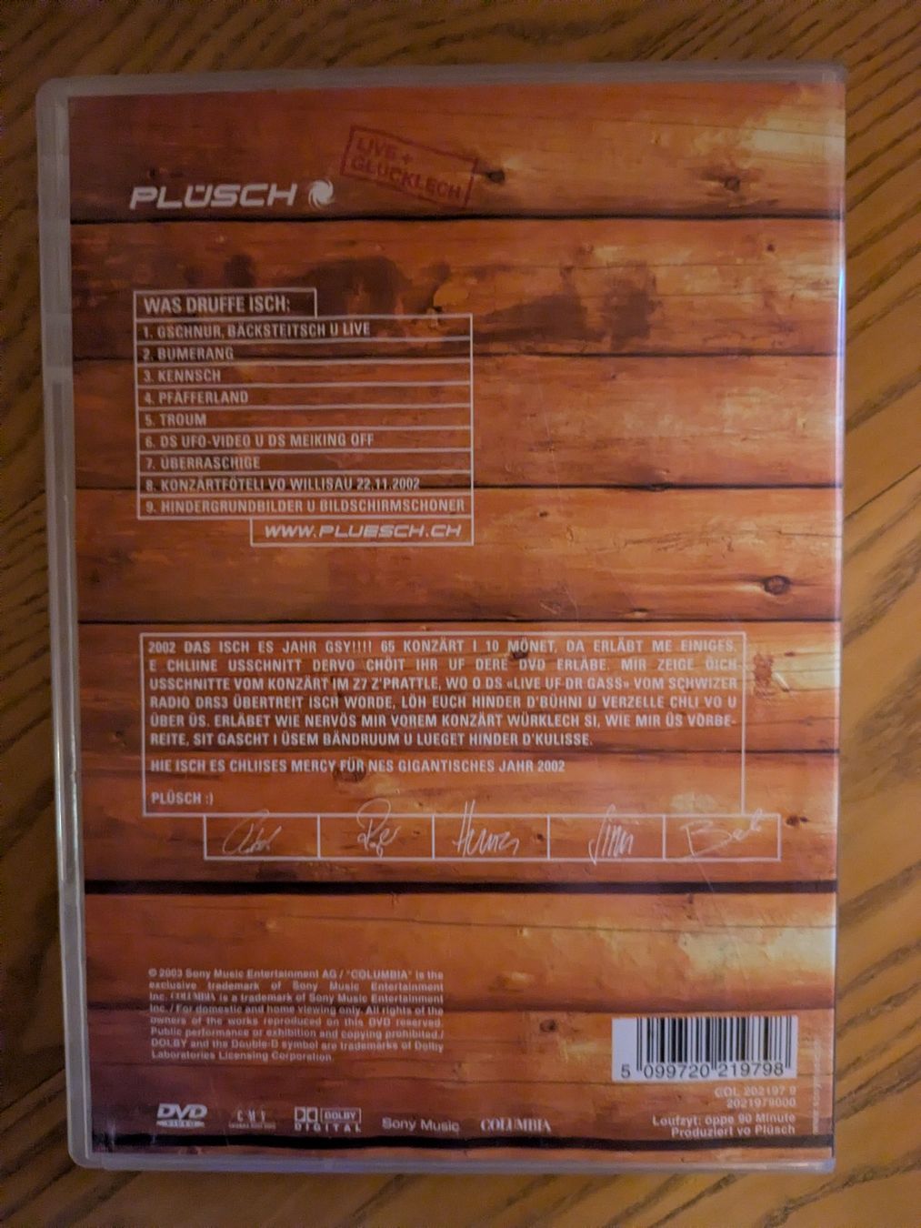 Tutti i DVDs: Plüsch - Live + Glücklech (DVD) – Usato da Männedorf venduto da Pacer19 1
