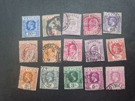 15 Ceylon Briefmarken Jahrgang 1903-1925 guter Zustand