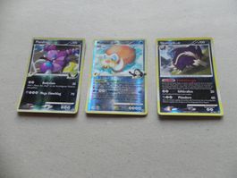 3 Pokémon Sammelkarten 2009 Text Deutsch 100 KP glänzend