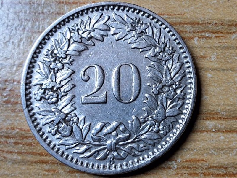 Tutti le monete: 20 Rappen 1927 - Selten! – Usato da Münchenstein venduto da purbach1 5