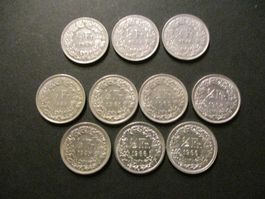 10 x 50 ct 1943-44-45-60-61-62-64-65-66-66- Superbes pièces