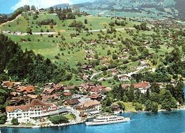 GUNTEN am Thunersee Flugaufnahme - Schiff