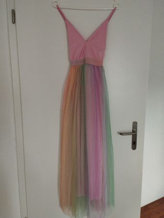 Kleid lang rosa Regenbogen Tüll Grösse S neuwertiger Zustand