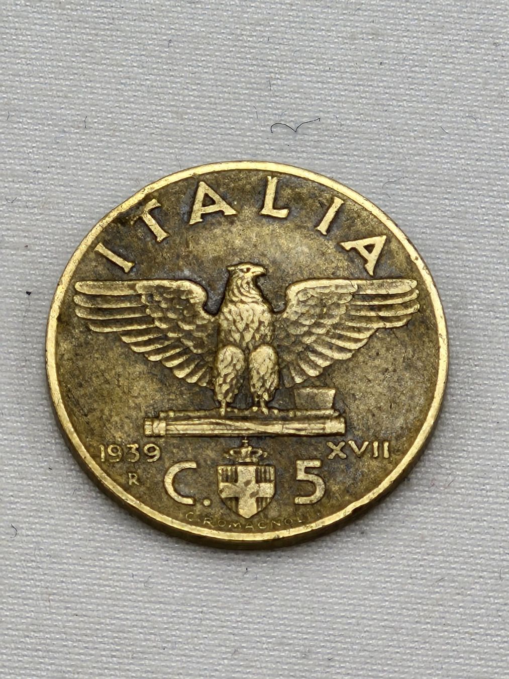 Alle Münzen: ROYAUME D'ITALIE / 5 C / 1939 – Gebraucht aus Bulle von italicum