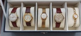 Coffret de cinq montres vintage mécaniques de qualité
