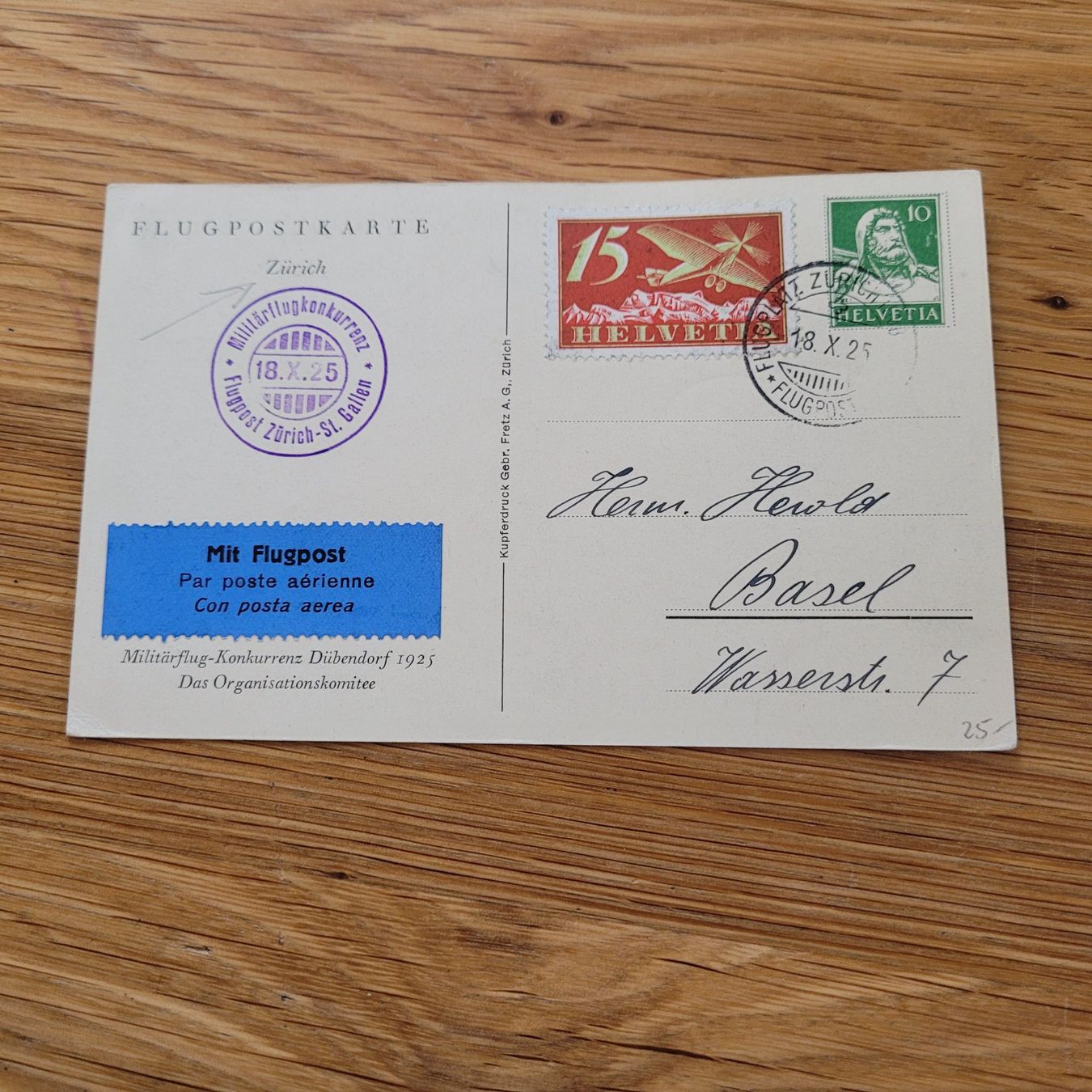 Tutti i francobolli: Luftpost Brief 1925 Zürich St.Gallen Basel – Usato da Biel/Bienne venduto da Destockweb 1