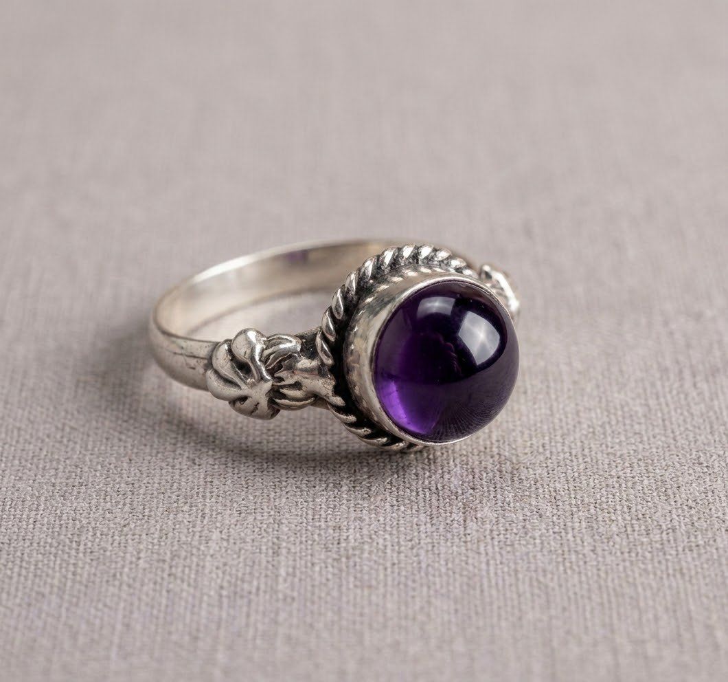 Anelli: Antiker Silberring mit Amethyst – Usato da Matten b. Interlaken venduto da kero71