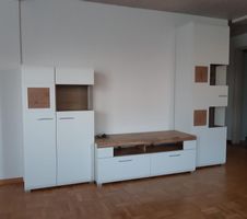 Wohnwand-Set weiss mit Holzakzenten