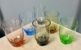 6 tolle alte bunte Gläser 50er 60er Trinkglas Glas