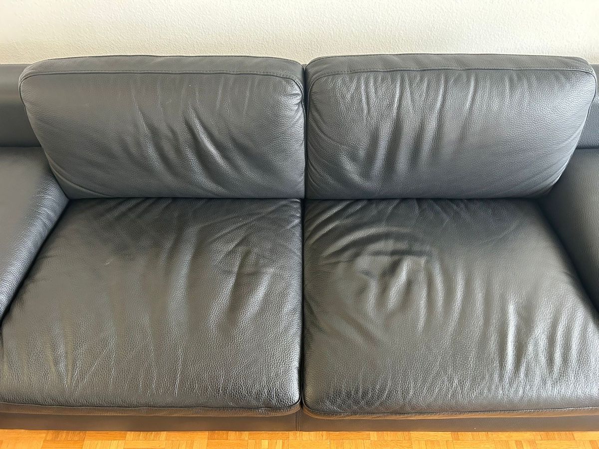 Divani: Schwarz Rindsleder 3 er Sofa – Usato da Au ZH venduto da Hasli3 1