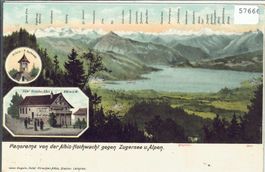Panorama von der Albis-Hochwacht gegen Zugersee u. Alpen