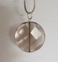 Facettierter Rauchquarz Anhänger mit Silber, H 5cm B 4cm NEU