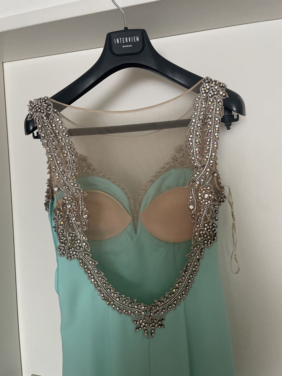 Kleider: Elegantes, mintfarbenes Abendkleid mit Steinen, Grösse S – Neu (gemäss Beschreibung) aus Neuhausen von humacagman 2
