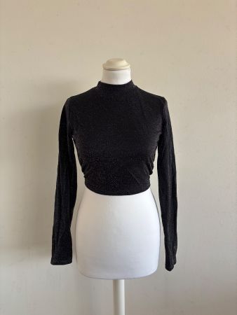 Pull & Bear : Crop top noir paillettes, taille petit L