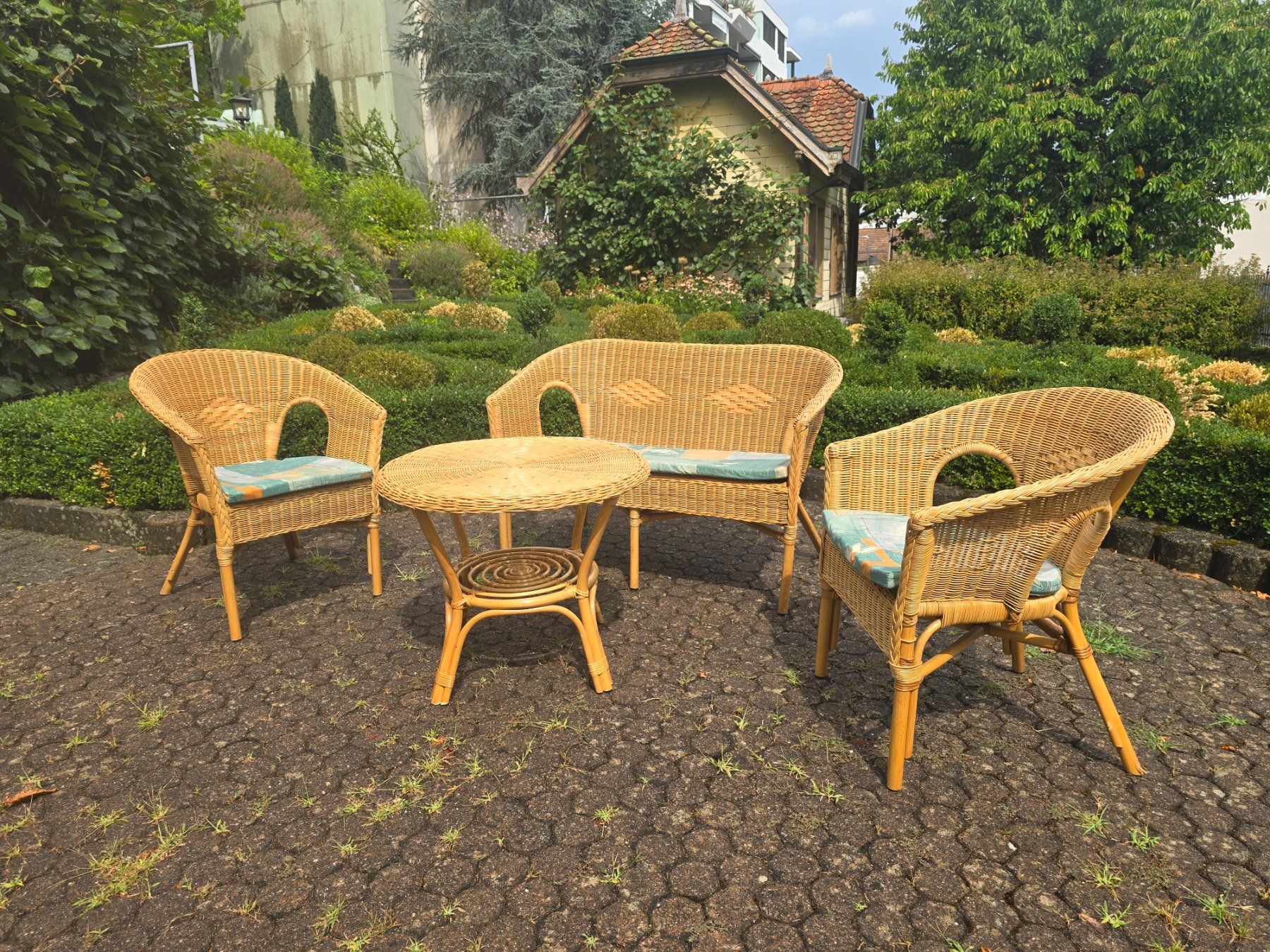 Divani: Rattan Lounge-Set für Garten oder Terasse – Usato da Grenchen venduto da kiara020
