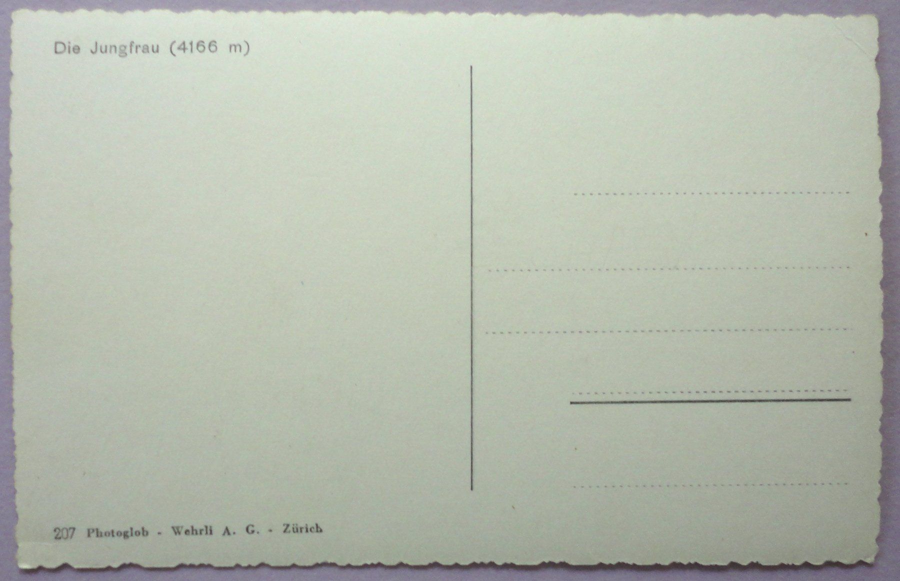 Cartoline postali: Die Jungfrau (4166 m) – Usato da Fétigny venduto da Billy2miny 1
