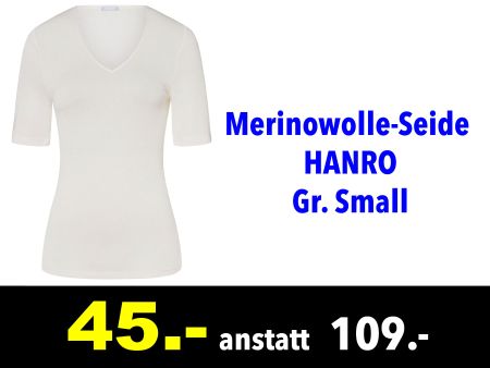 🔴  Kurzarmshirt HANRO Gr. S Merinowolle-Seide /114C